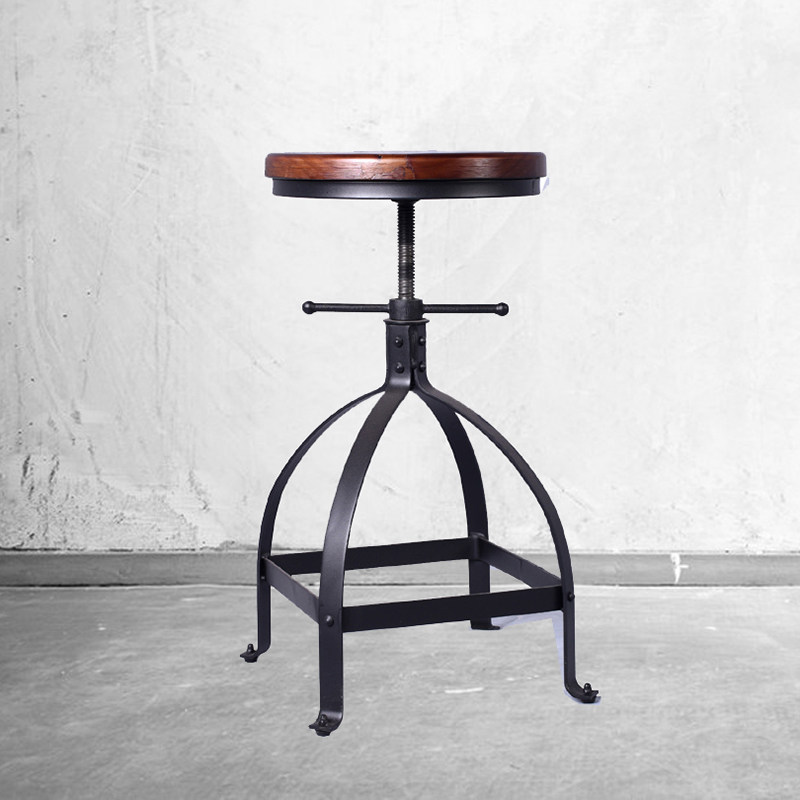 美式乡村小户型家用餐椅咖啡厅餐厅铁艺休闲单人升降吧台椅酒吧椅