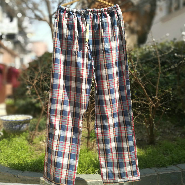 春夏男女睡裤全棉色织布格子男家居长裤宽松大码睡裤error