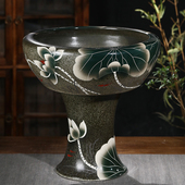 景德镇陶瓷落地立柱式 鱼缸特大号金鱼缸睡莲碗莲荷花盆锦鲤缸室外