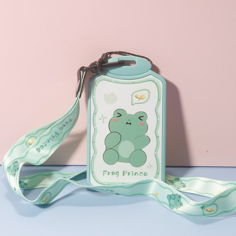 可爱青蛙猫咪兔兔加厚卡套学校智能卡套学生门禁多功能伸缩挂绳