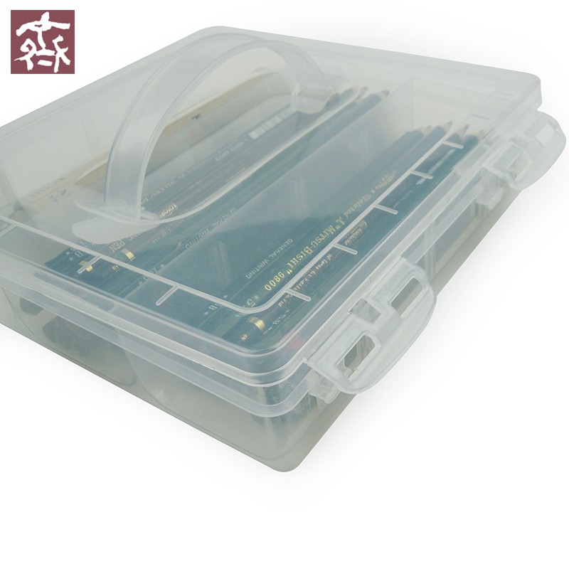 素描笔盒美术绘画专用透明铅笔盒文具盒塑料简约多功能铅笔收纳盒