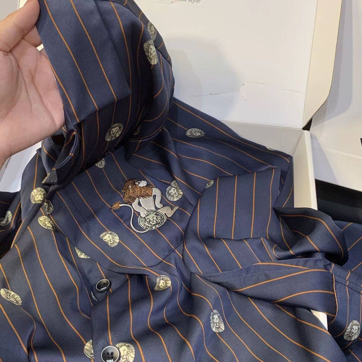 轻奢明星同款真丝睡衣男女情侣洋睡衣/家居服套装