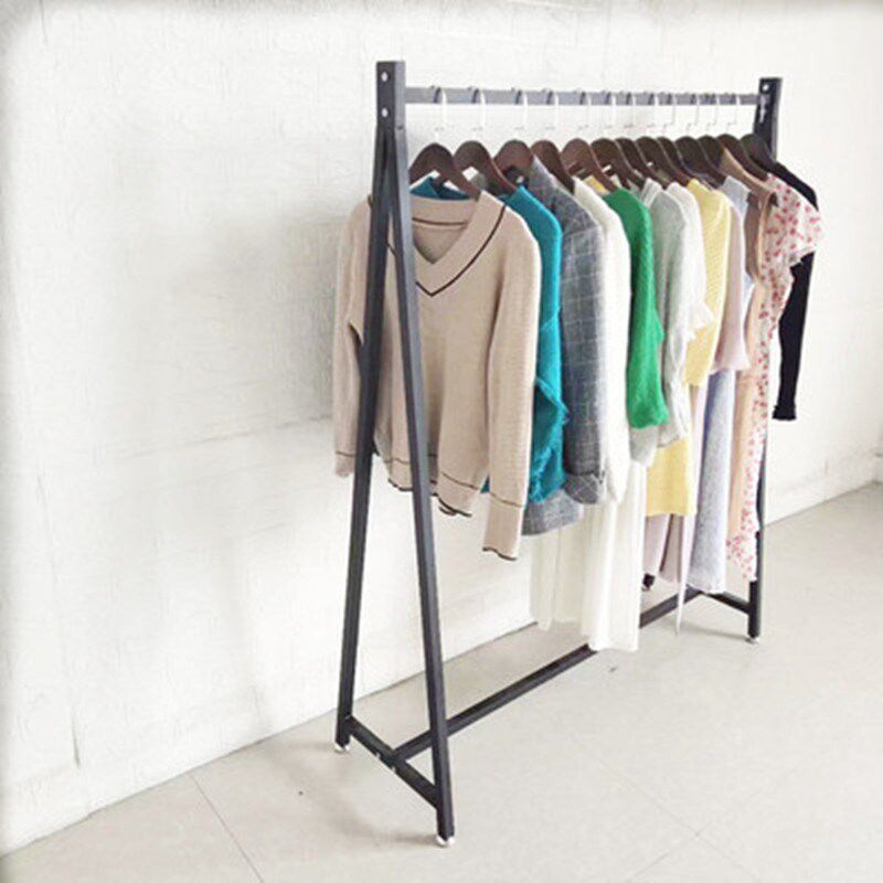 新款铁艺衣架杆服装店男女儿童货架展示架落地式中岛架单杠侧挂架