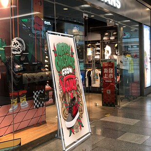 户外防风方管门型展架室外立式广告展示架折叠易拉宝三角海报L架