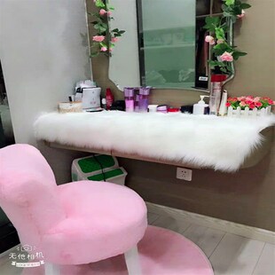 仿羊毛梳妆台桌布橱窗装饰桌面布展台毯白色长毛绒流水台毛毛垫子