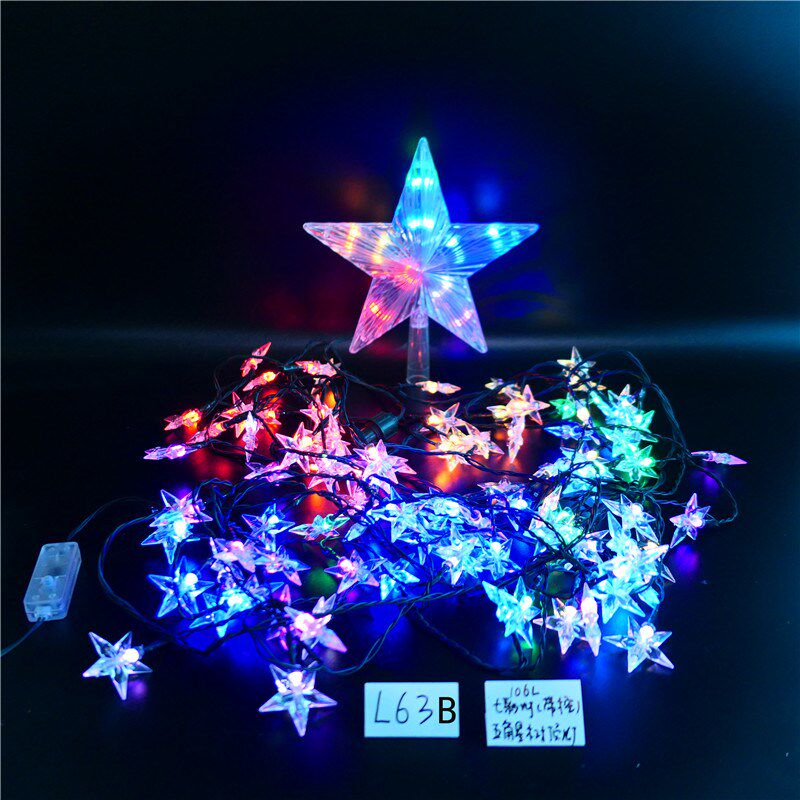 圣诞树装饰灯串发光树顶星带LED灯串大型圣诞场景布置彩灯窗帘灯