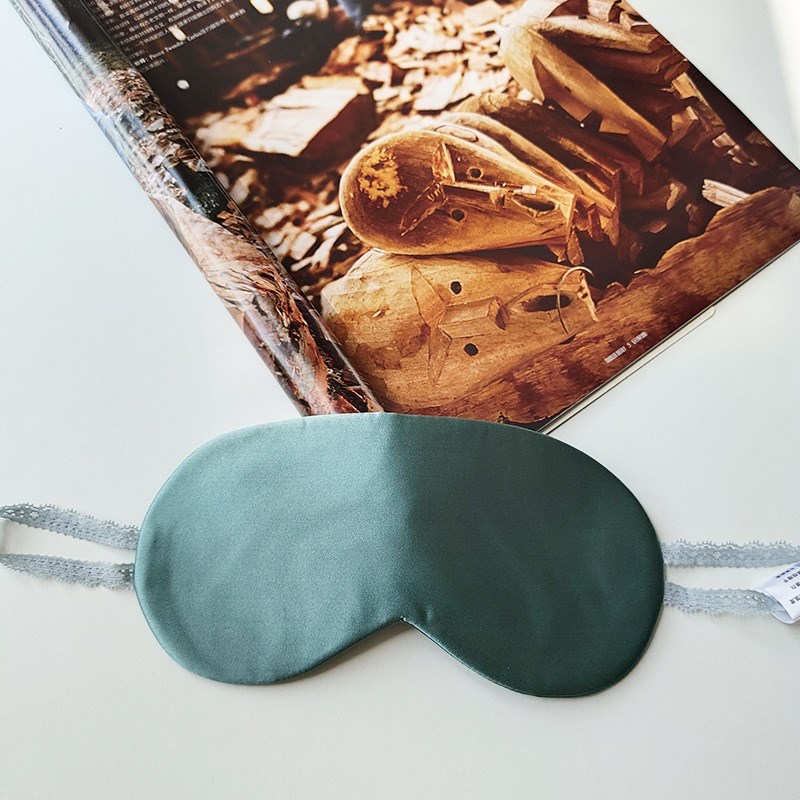 【HL沉静的黛绿色】助眠美肤轻柔不压眼简约双面素色挂耳真丝眼罩