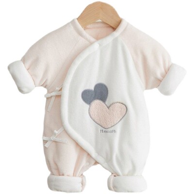 新生婴儿儿衣服秋冬加绒夹棉加厚早产儿小码月子52码宝宝连体衣59