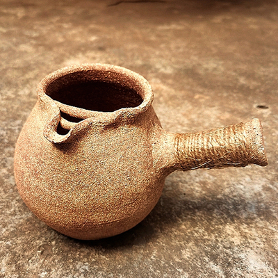 包邮云南粗陶烤茶罐焙茶器煮茶具家用中式复古风全手工柴窑侧把款