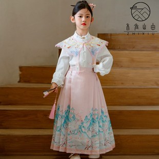 国学演出古装 女童马面裙2024春装 汉服古风唐装 儿童国风新中式 新款