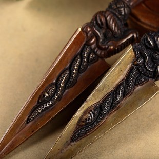 藏传密宗法器 尼泊尔手工纯铜三面马头明王杵 普巴杵 金刚杵