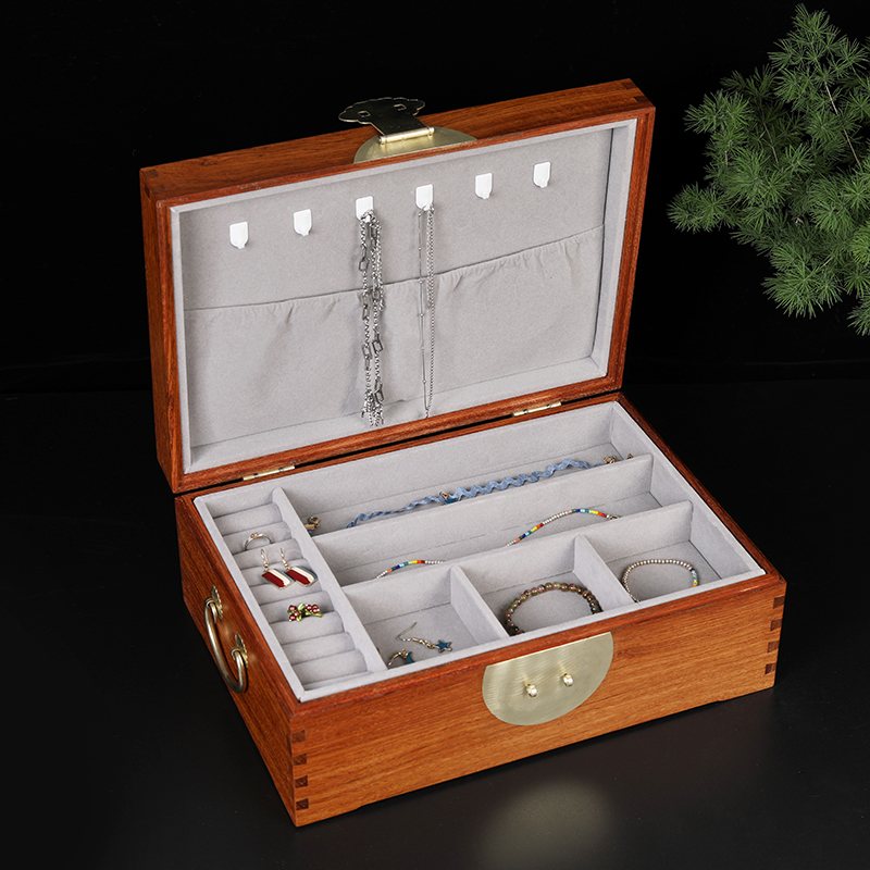 大果紫檀首饰盒中式红木桌面收纳盒手饰收纳盒实木珠宝盒结婚礼品