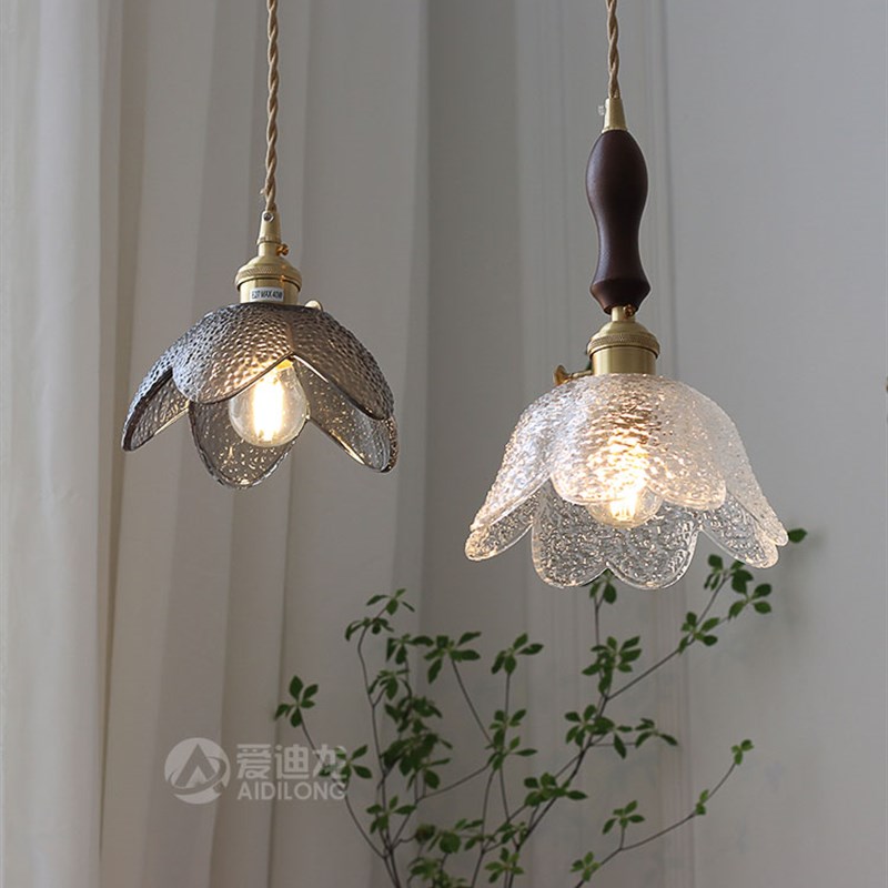 日式玻璃小吊灯美式乡村复古怀旧老上海奶茶店咖啡服装店吧台铜灯