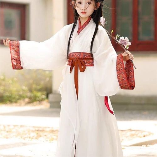 儿童战国袍改良日常可穿中秋汉服古装复原款直裾袍女童魏晋风仙气