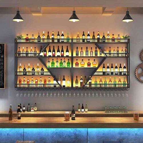 【折扣店】餐厅壁挂红酒柜展示架悬挂式墙上红酒创意置物架酒吧吧