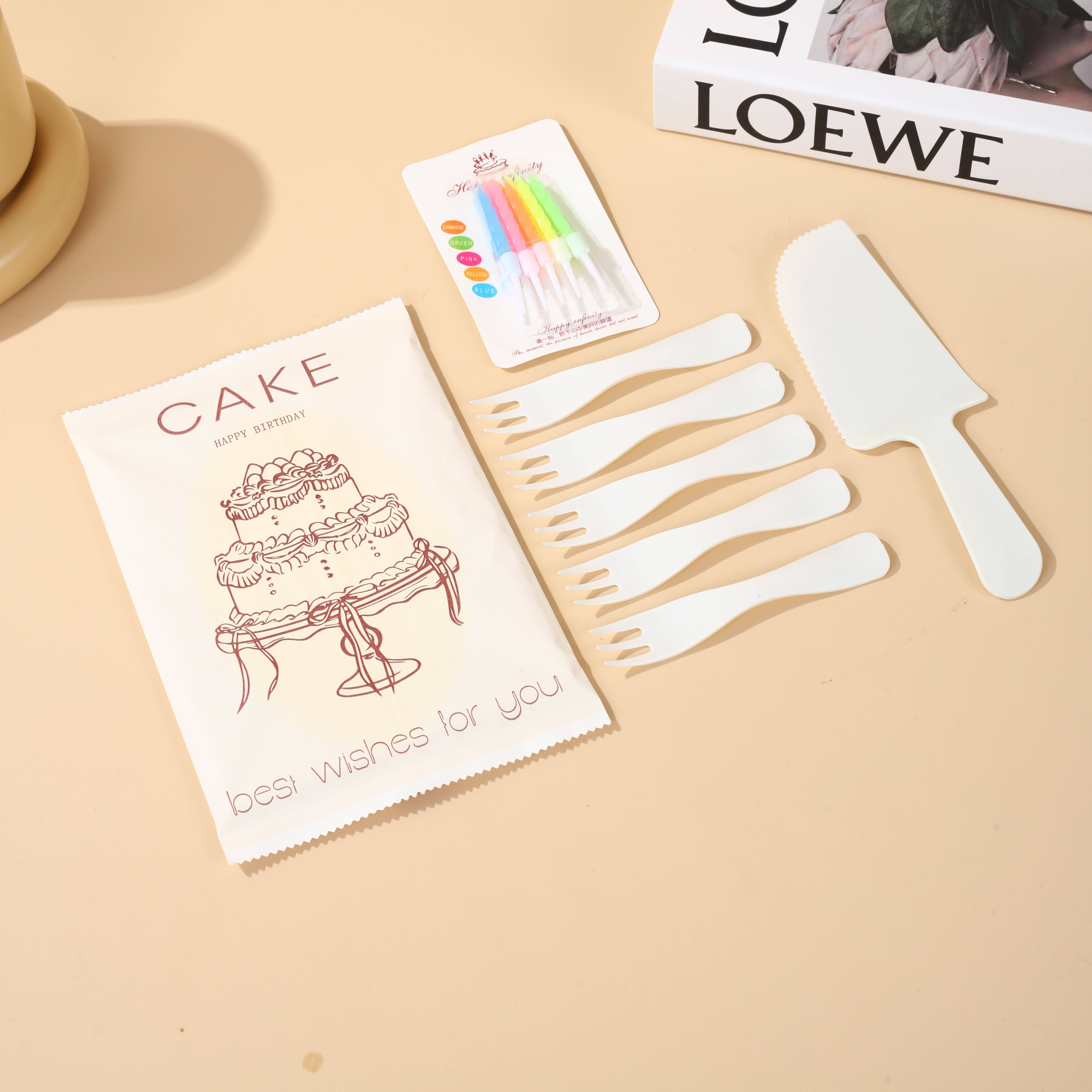 新款一次性生日蛋糕餐盘刀叉套装纸袋包装纸盘碟子刀叉盘餐具组合