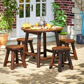 户外庭院休闲围炉煮茶实木桌椅套装 露台烧烤桌子防水防晒阳台花园