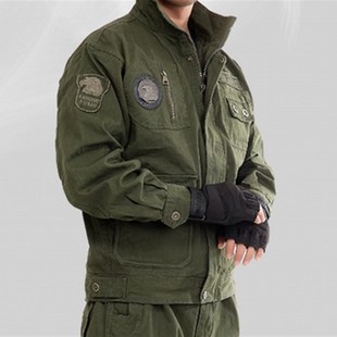 新款水洗纯棉工装外套男 军旅春秋中青年宽松大码男女工作服上衣