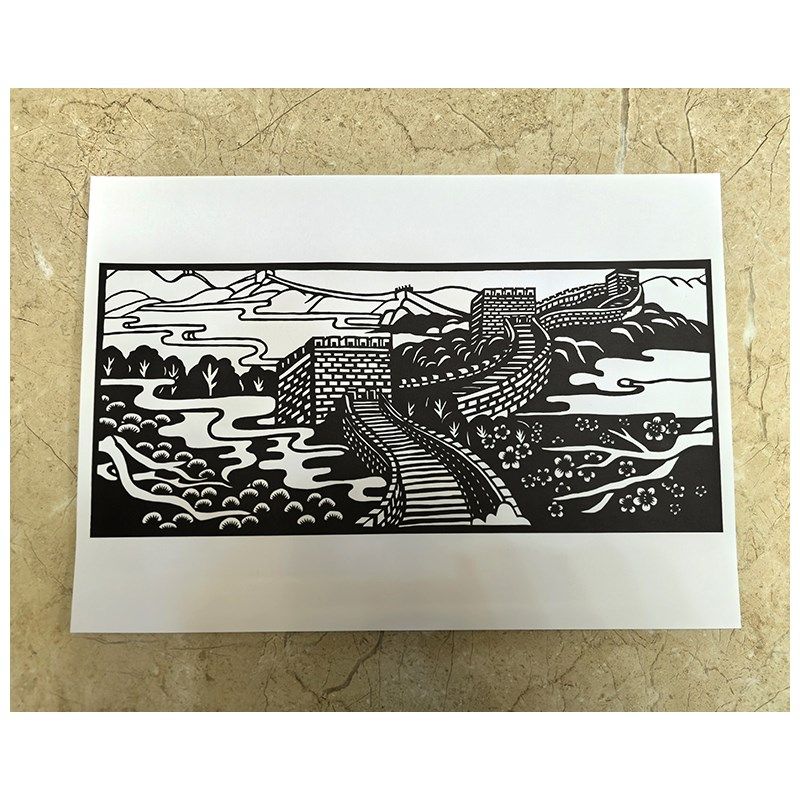 长城刻纸图案底稿高清手工剪纸半成品模板刻纸半成品图样打印底稿,特色手工艺,剪纸,淘宝优惠券,粉丝福利购,淘宝优惠卷