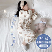 儿童宝宝睡袋秋冬款 分腿连体睡衣 法兰绒护肚防踢被神器中大童冬季