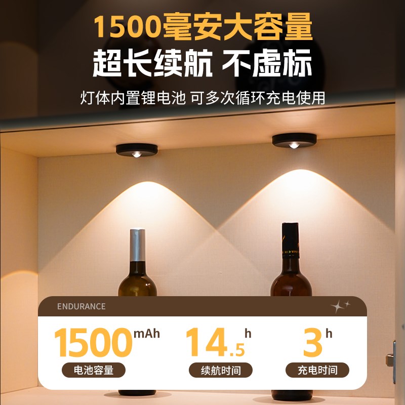遥控手办展示柜led灯小山丘磁吸充电射灯无线酒柜灯带免接线自粘图片