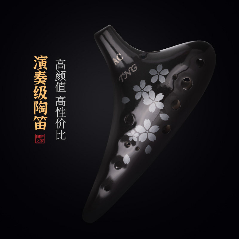 tng陶笛乐器12孔专业陶笛乐器12孔ac陶笛儿童十二孔陶笛曲谱黑陶