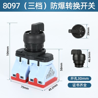EX防爆旋钮开关按钮自复位手自动二挡三挡四常开触点16A银点G8097