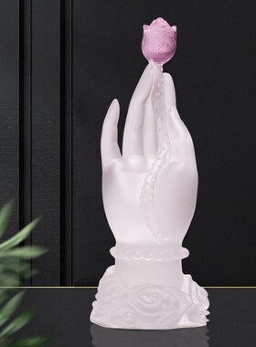 琉璃佛手莲花摆件l新中式客厅玄关茶几酒柜桌面工艺品水晶禅意装