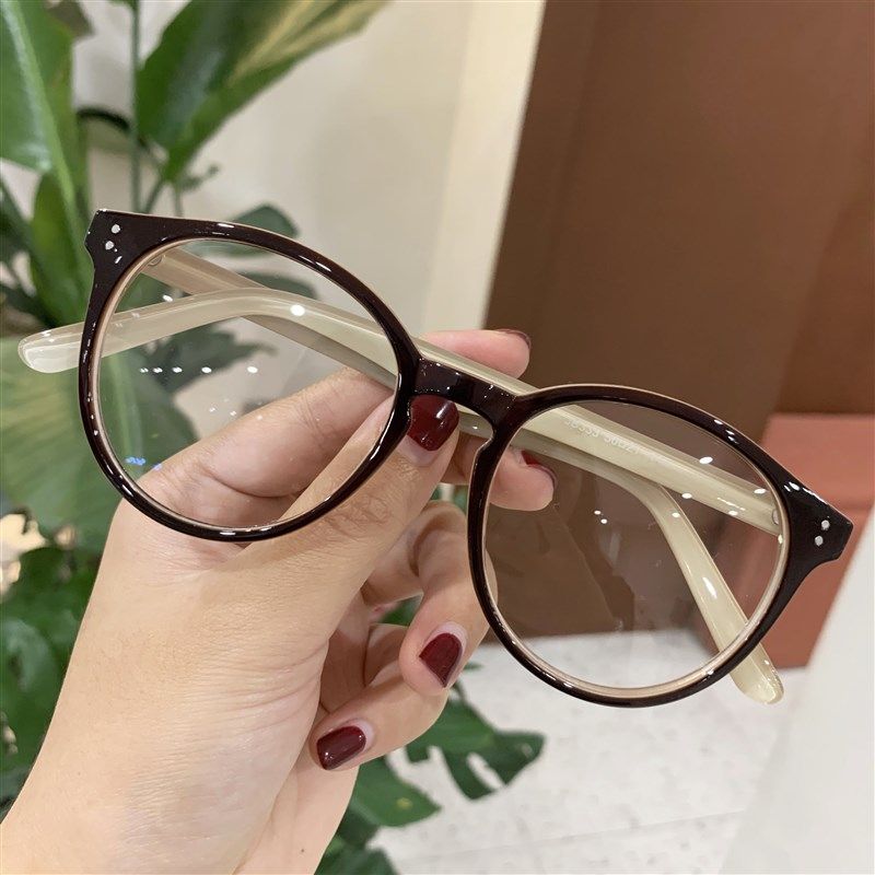 韩国黑框眼镜女复古网红款小脸眼睛框镜架素颜神器圆脸平光近视男