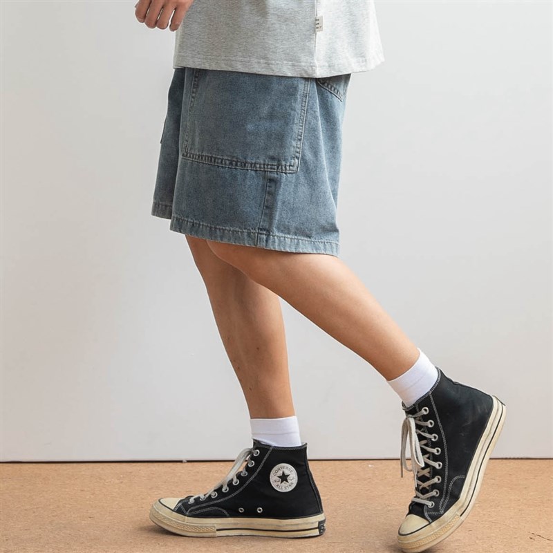 友町 复古纯棉水洗牛仔短裤男大口袋工装风M五分裤日系潮夏季清凉