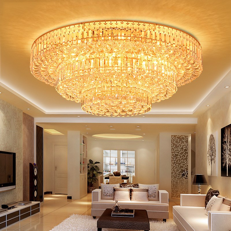 现代简约LED圆形水晶吸顶灯大气酒店客J厅灯餐厅卧室灯饰灯具直供