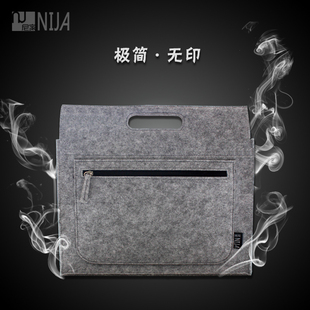 尼家 A4毛毡加厚手提资料袋 拉链袋帆布文件包双层男士办公文件袋