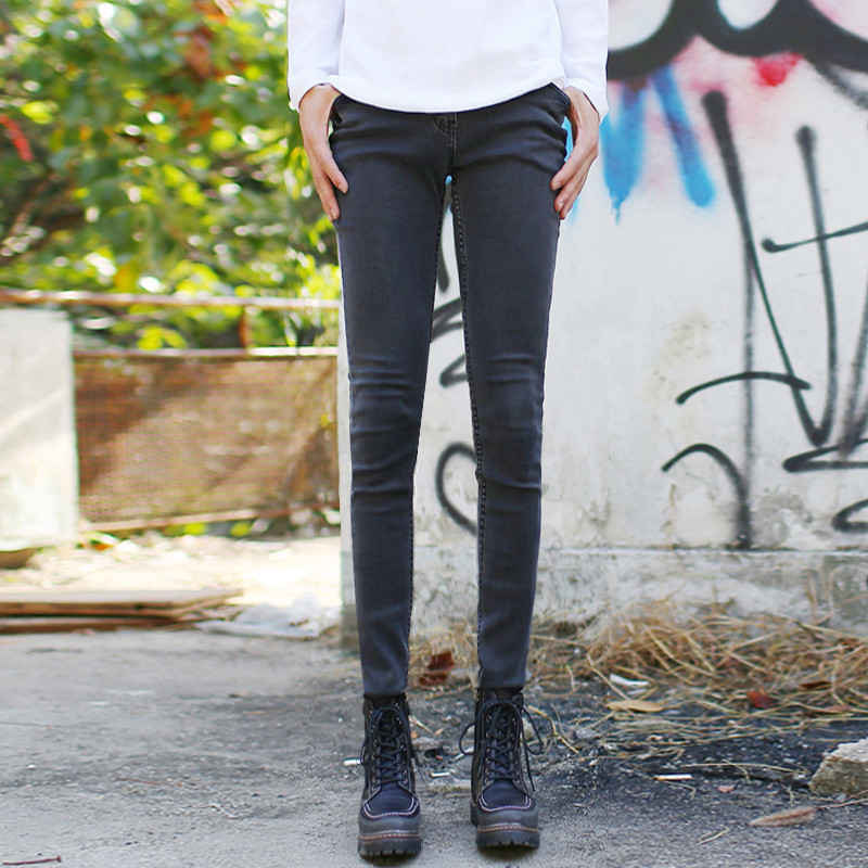 男士裤子铅笔弹力紧身靴裤韩版潮男生牛仔修N身显瘦纯色 小脚长裤