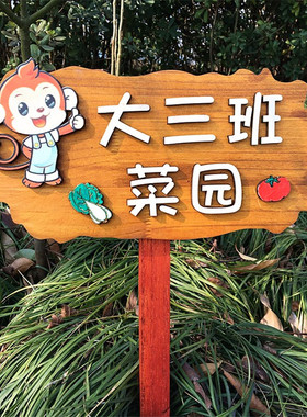 木牌菜地植物标签牌木质插地牌户外告示指M示标识牌幼儿园菜园定