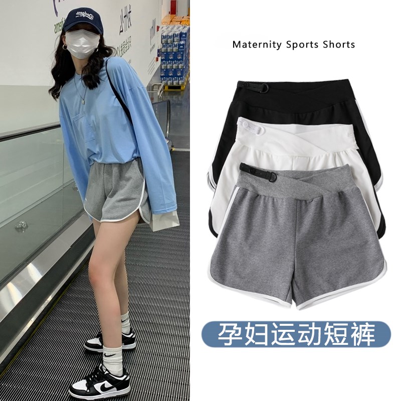 孕妇短裤夏季外穿薄款大码休闲低腰运动裤子女夏装打底阔腿裤夏款