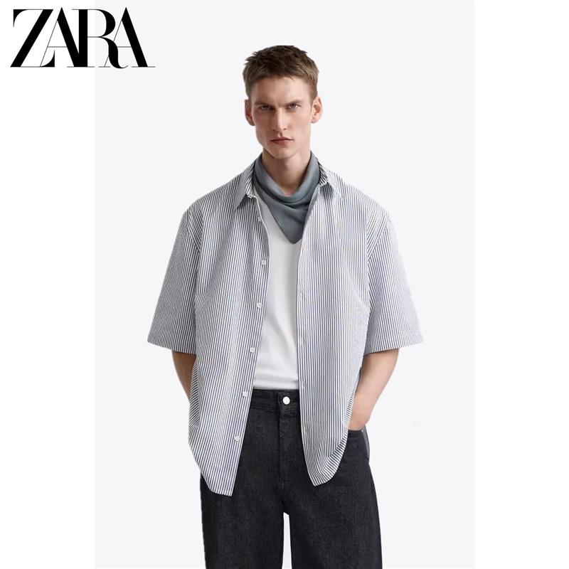 夏季男装美式宽松凉感泡泡纱休闲短袖衬衫 738U0566 104