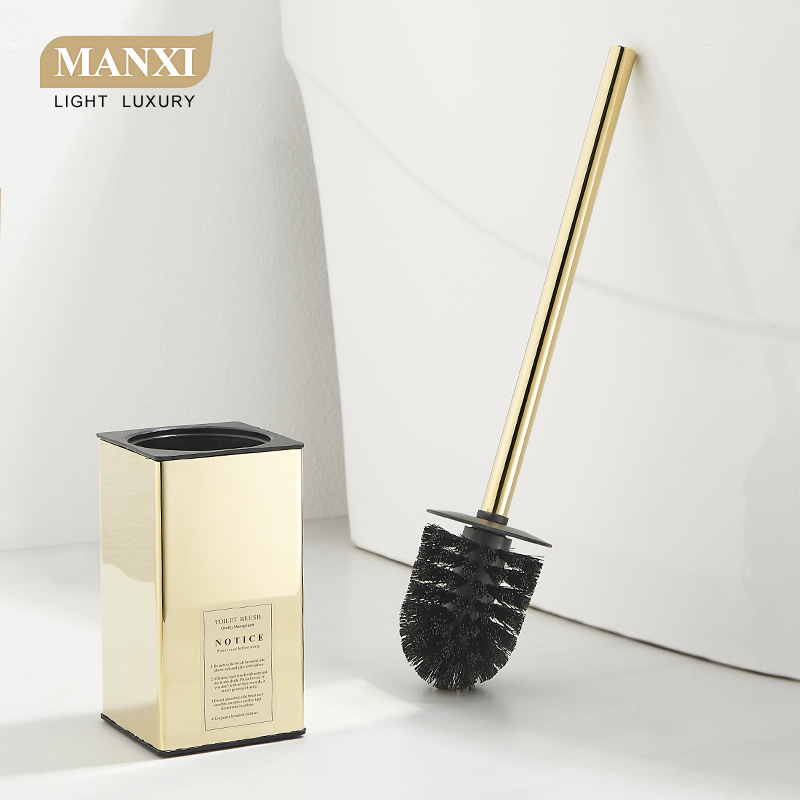 卫生间马桶刷无死角免打孔t厕所酒店落地式不锈钢金色套装马桶刷