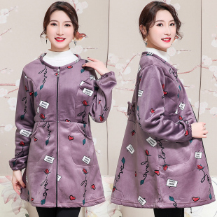 罩衣成人b女水晶绒长袖加绒厨房防油围裙羽绒服护衣家居防脏工作