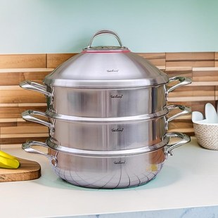 菲仕朗1810不锈钢蒸锅笼屉304焖炖煮炒锅多功能火锅边炉28/30cm