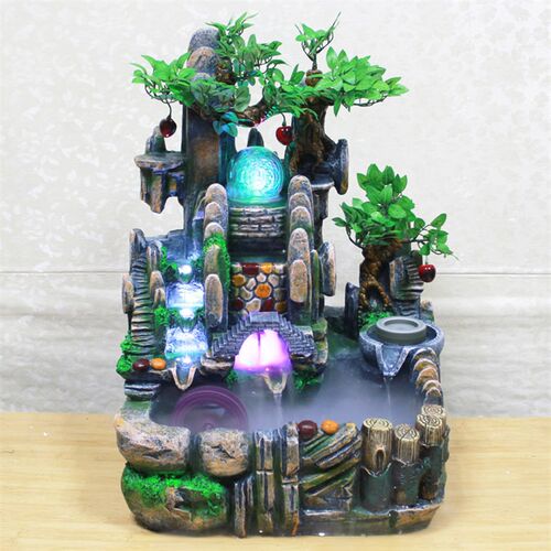 厂家直流水灯工艺品招财风水轮加湿器阳台客L厅装饰品摆件鱼缸887