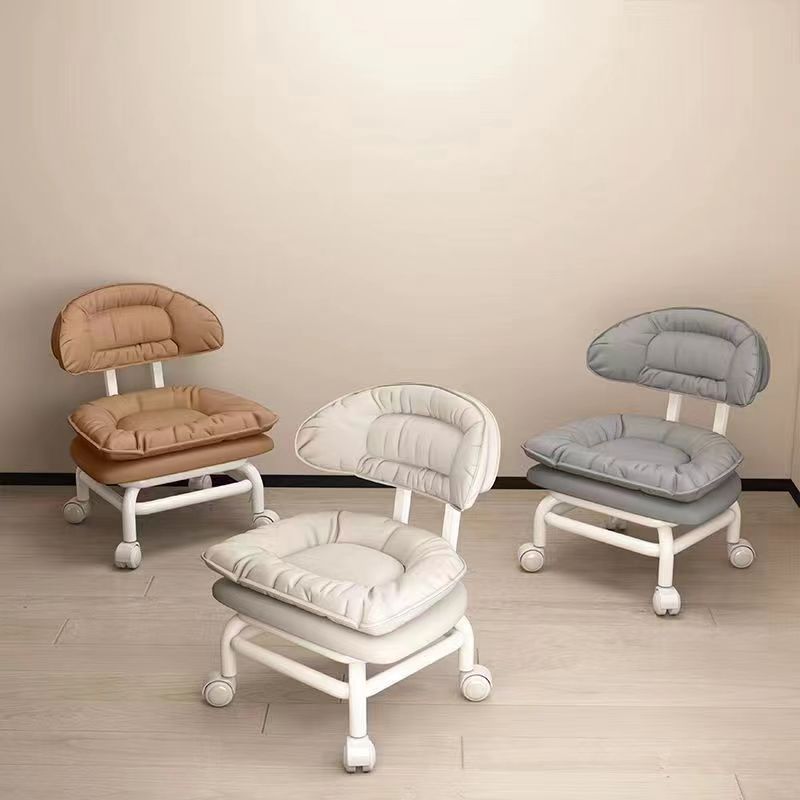 万向轮小凳子靠背滑轮矮凳家用换鞋板凳小椅子网红圆凳修脚沙发凳