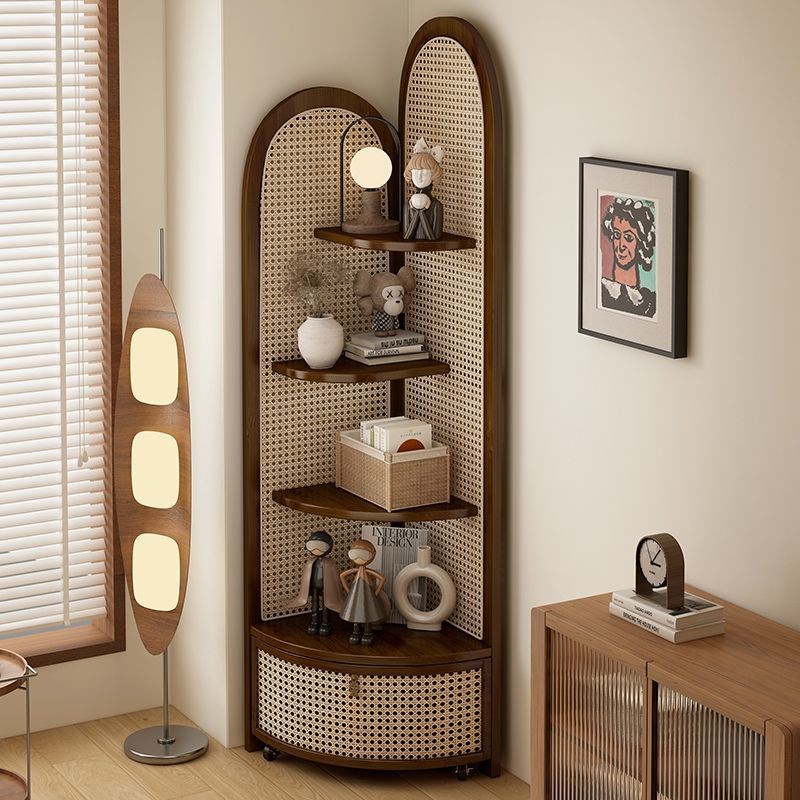 转角置物架落地墙角柜靠墙家用角落收纳柜客厅高级感非实木拐角柜