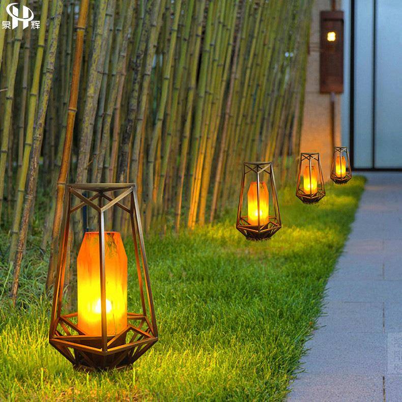 户外石头造型不锈钢钻石琉璃庭院别墅小区道路大气景观草坪灯