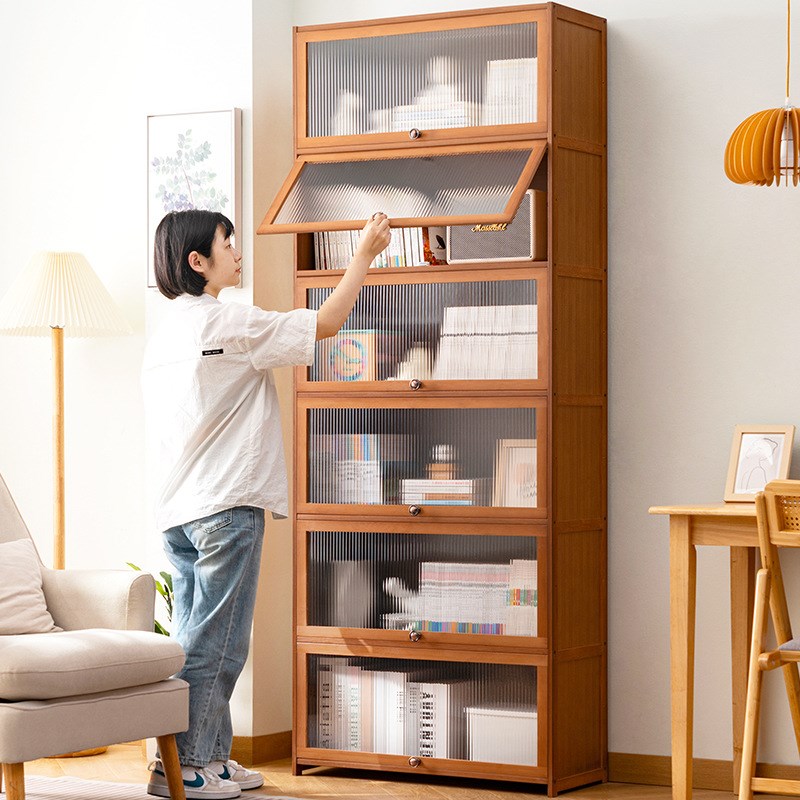 书架落地置物架书柜子家用儿童客厅靠墙杂物柜实木简易卧室展示柜