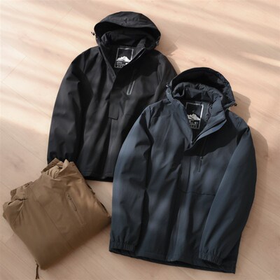 33991 男士可拆卸连帽保暖棉外套 户外运动休闲棉衣防Z风防水夹克