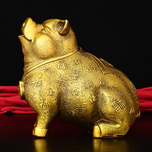 铜猪摆件黄铜生肖猪八戒r存钱罐猪家居客厅办公室桌面摆设工艺礼
