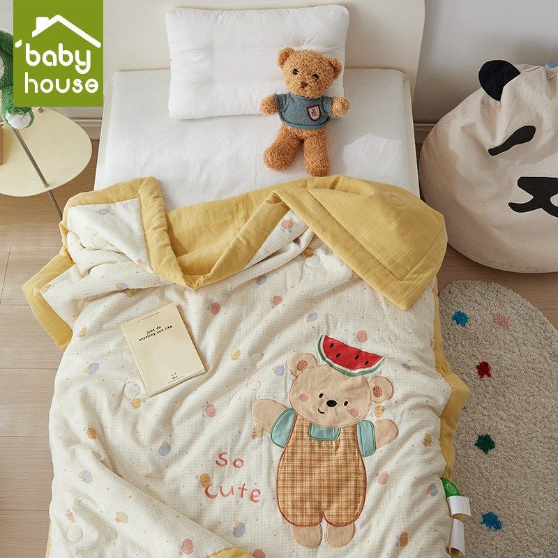 A类儿童全棉空调被双层纱贴布绣大豆宝宝夏凉被子被芯2025新款,床上用品,化纤被,淘宝优惠券,粉丝福利购,淘宝优惠卷