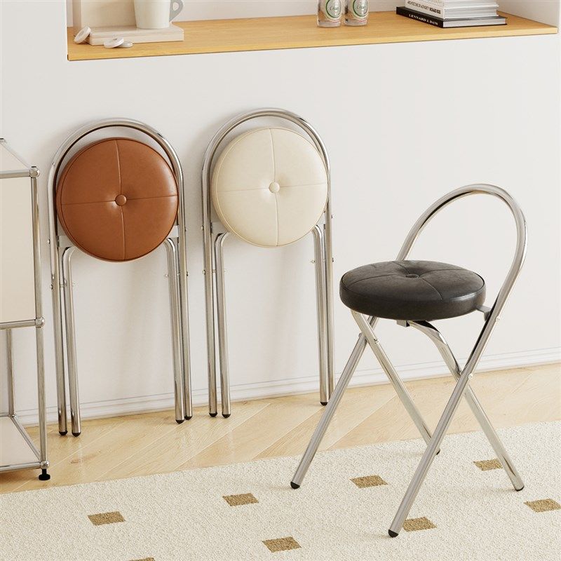 软包餐椅折叠藤编中古风小户型家用高级感餐桌椅子网红不锈钢凳子,住宅家具,餐椅,淘宝优惠券,粉丝福利购,淘宝优惠卷