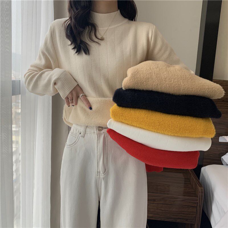 哺乳上衣秋冬季加绒加厚半高领保暖打底针织衫辣妈款外出喂奶毛衣