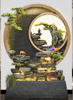 落地假山喷泉流水摆件p水幕墙玄关屏风景观客厅阳台办公室酒店装